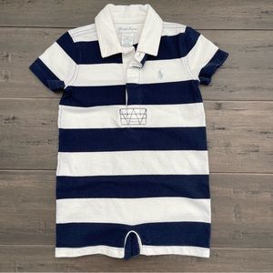 Ralph Lauren baby blue and white striped romper